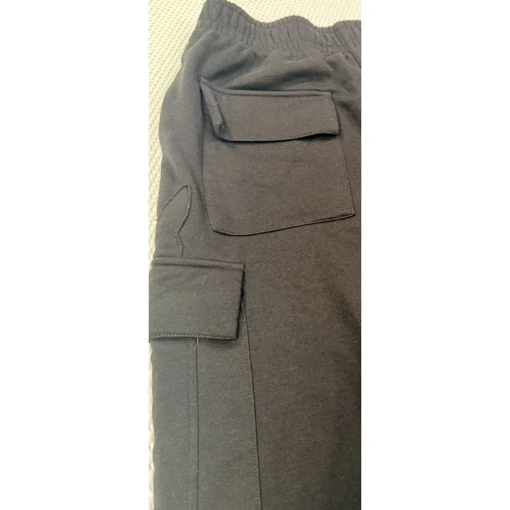 Playboy Cargo Pants Men Size L Black Fleece Sweatpants Multi Pocket Joggers